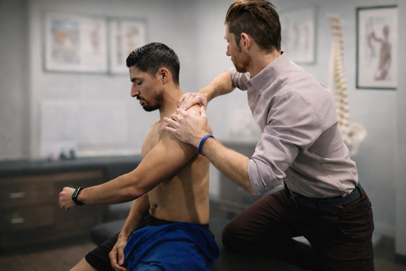 Dr. Matt Rice performing Active Release Technique on a patient at Dynami Movement in Los Alamitos